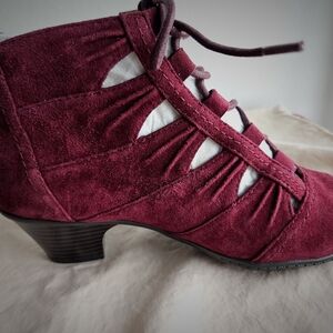 Women's Burgundy Suede Ankle Boots